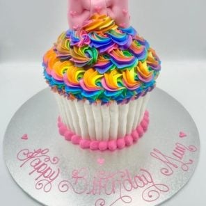 Giant Rainbow Cupcake